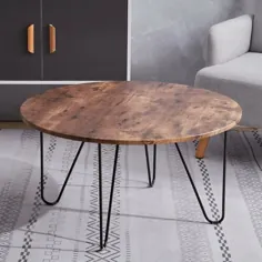 میز قهوه گرد میز صنعتی ایستاده میز رومیزی چوبی تاشو پایه فلزی انگلستان