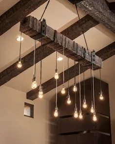لوستر صنعتی روشنایی پرتو چوبی Rustic - چراغ های iD