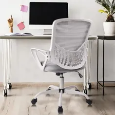 صندلی دفتر SMUGDESK Grey صندلی ارگونومیک میز کار مش با Armrests Swivel قابل تنظیم ارتفاع-HD1368GY - انبار خانه
