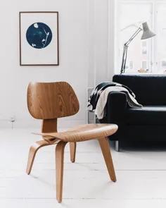 صندلی غذاخوری تخته سه لا قالب Eames® - پایه چوبی