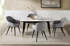 صندلی اتاق ناهارخوری »Isalie« ، مجموعه ای از 2 ، مخلوط خاکستری ، مخملی ، لونیک