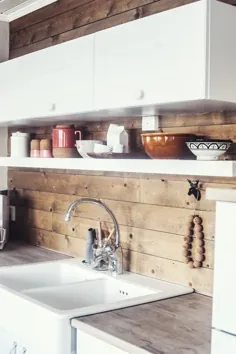 RV Wood Planked آشپزخانه Backsplash