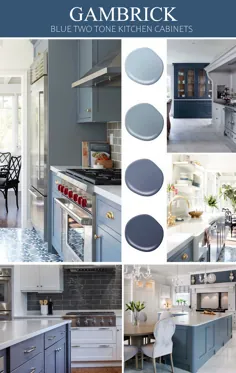 کابینت آشپزخانه دو رنگ آبی
