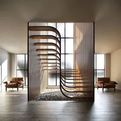 این پله مینیمالیستی شبیه یک رشته DNA درون یک خانه دو طبقه است