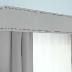 درمان پنجره جعبه والنس سفارشی قرنیز - پرده پرده سفارشی در پارچه های خاکستری و سفید مدرن