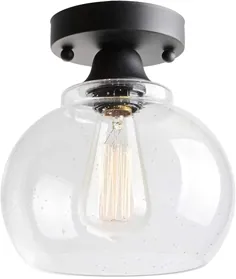 چراغ سقفی Seeded VILUXY Semi Flush Mount Light Light، Industrial Seeded Glass Shade Shade Light Lighting سقف برای راهرو ، مدرسه ، ورودی ، آشپزخانه ، اتاق ناهار خوری ، اتاق لباسشویی