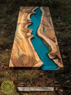 رودخانه رزین لبه زنده نیمکت با رنگدانه درخشان فیروزه ای