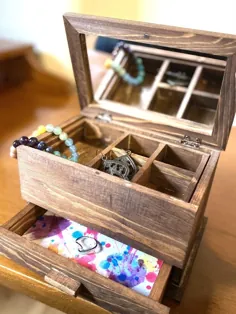 نگهدارنده جواهرات Splash Mahog جعبه جواهرات چوبی چوبی |  اتسی