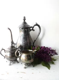 ست چای نقره ای پرنعمت.  F.B.  شرکت راجرز سیلور Rogers 1883 |  اتسی