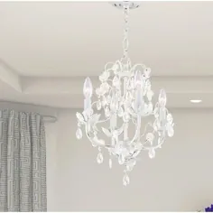House of Hampton® Roush 4 - لوستر لایه ای سبک شمع با لهجه های کریستالی: عتیقه ، فلز به رنگ سفید ، اندازه 17 "H X 14" W X 14 "D Wayfair