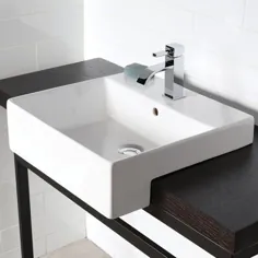 سینک ظرفشویی حمام مخزن LACAVA AquamediaSquare w / Overflow Faucet Mount: تک ، سینک ظرفشویی سفید ، اندازه 19.75 "L x 19" W x 6.25 "H | Wayfair