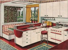 vintag اواسط قرن مدرن تصویر طراحی آشپزخانه دانلود دیجیتال