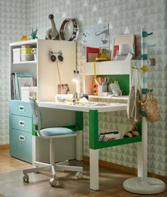 chairRFJÄLL صندلی میز کودک ، سفید ، آبی / سبز ویسل - IKEA