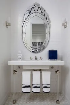 آینه ونیزی وانیوی بیش از غسالخانه با پایه های شیشه ای - انتقالی - حمام