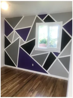هندسی رنگ دیوار بنفش و خاکستری