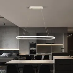 لوستر آشپزخانه بیضی شکل آلومینیوم 1 نور چراغ آویز LED سفید مدرن در لوسترهای گرم گرم
