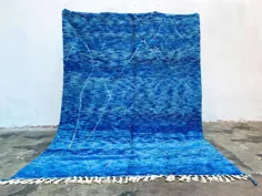 فرش آبی مراکشی 5x7 فرش بنی اورین اصلی مراکش |  اتسی