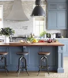 23 ایده کابینت آشپزخانه آبی زرق و برق دار