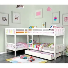 Andover Mills TM Baby & Kids Lyme چهار قلوی دوقلو بیش از دو تخته تخت تختخواب سفری دو رنگ رنگ: سفید