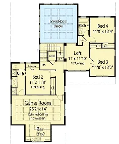 Plan 33199ZR: برنامه خانه با صرفه جویی در مصرف انرژی با اتاق بازی طبقه بالا