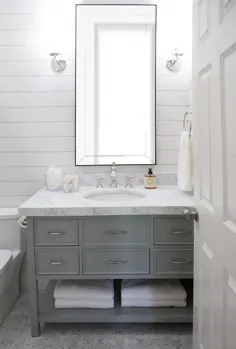 غرور تک ظرفشویی خاکستری با سنگ مرمر کاررا - انتقالی - حمام