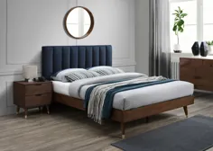 تختخواب گردو / پارچه ای طراحی شده در نیمه قرن Meridian Vance Navy Navy