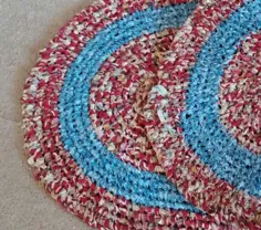 Oval Shabby Chic / Boho / Upcycled / Country Chic Rag Rug Red و |  اتسی