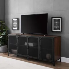 کمپرسور واکر ادیسون مبلمان 60 اینچ استند تلویزیون ترکیبی از گردو مناسب تلویزیون های حداکثر 66 اینچ با درب های ذخیره سازی-HD8163 - انبار خانه