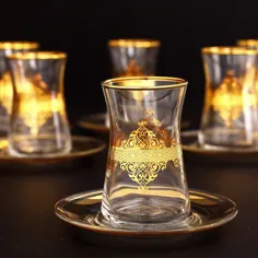 ست عینک چای عربی با روکش طلا ست چای عربی |  اتسی