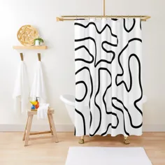 Squiggle Maze Minimalist انتزاعی در پرده دوش سیاه و سفید توسط kierkegaard