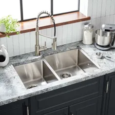سینک ظرفشویی آشپزخانه استوانه ضد زنگ دو کاسه Ortega 60/40 در کاسه کوچک سمت راست | سخت افزار امضا