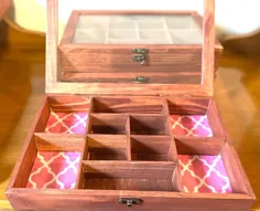 جعبه جواهر ، جعبه چوبی ، جعبه چوبی دخترانه ، جعبه جواهرات کودکانه ، جعبه جواهرات ، صفحه نمایش چوبی