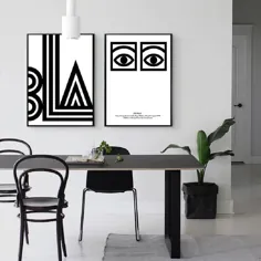 چکیده BLA Modern Motto Swiss Canvas نقاشی سیاه و سفید پوسترهای چاپی تصاویر دیواری برای اتاق نشیمن دکوراسیون منزل - دیوار چوبی - تزئین زندگی خانه خود