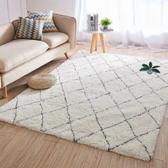 فرش مشکی و سفید Geometirc Rectangle Soft Indoor فرش 5'x7 "