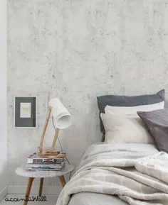 کاغذ دیواری بتونی خاکستری روشن و پارچه ای استیک |  اتسی