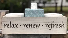 Relax Renew Refresh جعبه حمام چوبی تراش خورده صفحه اصلی |  اتسی