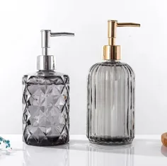 پمپ تلگراف کننده صابون دستی شیشه شامپوی سفید و طلایی |  اتسی