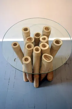 میز گاه به گاه پایه خوشه ای بامبو مجسمه سازی شده