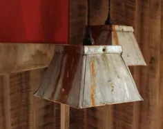 Rustic Industrial Trough Light - چراغ گالوانیزه با لامپ # L3890