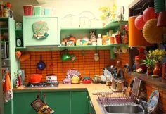 آشپزخانه یکپارچهسازی با سیستمعامل قرمز و سبز