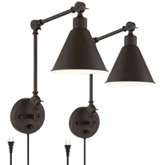 مجموعه لامپ های دیواری پلاگین فلزی Wray Bronze 2 - # 9J647 |  بیشتر لامپ