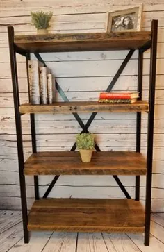 قفسه کتاب چوبی اصلاح شده ، قفسه کتاب روستایی ، قفسه های Barnwood