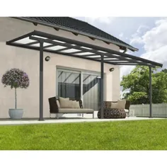 Palram Feria 10 ft. x 14 ft. Grey Patio Cover Awning-702723 - انبار خانه