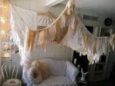 تختخواب سایبان Shabby Chic Curtain Canopy uphycled Bohemian Hippy |  اتسی