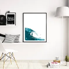 چاپ Surf Art ، دیوار موج آبی ، پوستر قابل چاپ Surfer ، چاپهای دیجیتال بارگیری ، Surfing Wall Art ، Surf Decor