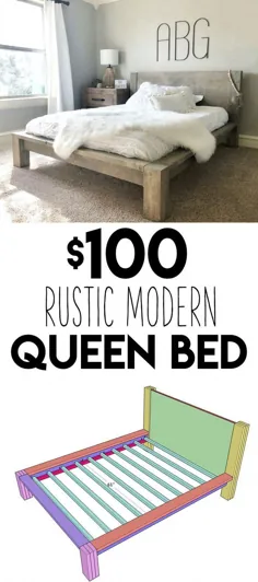برنامه ها و آموزش رایگان تختخواب ملکه مدرن 100 دلاری DIY!