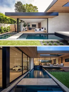 این خانه مدرن کالیفرنیایی با دیوارهای شیشه ای جمع شونده سبک زندگی در فضای باز / فضای باز را ایجاد می کند