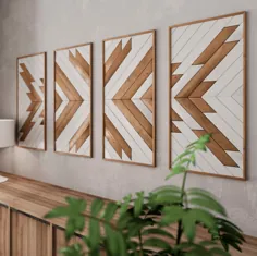 مجموعه هنرهای دیواری چوبی الگوی بزرگ دیوار دیواری چوبی |  اتسی