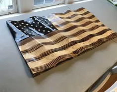 Old Glory سنتی تزئین دیوار پرچم آمریکا Rustic Wooden |  اتسی