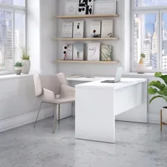 kathy Ireland® Office by Bush Furniture ECH026PW - میز کار با شکل Echo L با رنگ سفید خالص
